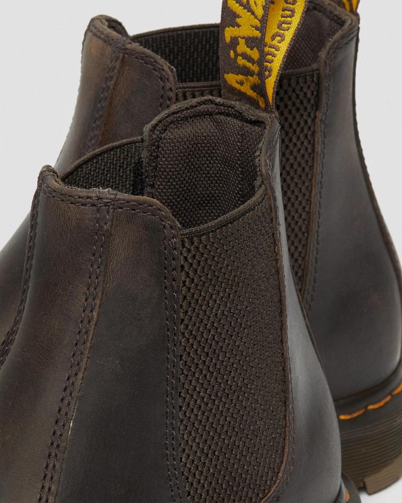 Dark / Brown Women's Dr Martens 2976 Slip Resistant Leather Ankle Boots | CA 33YXF